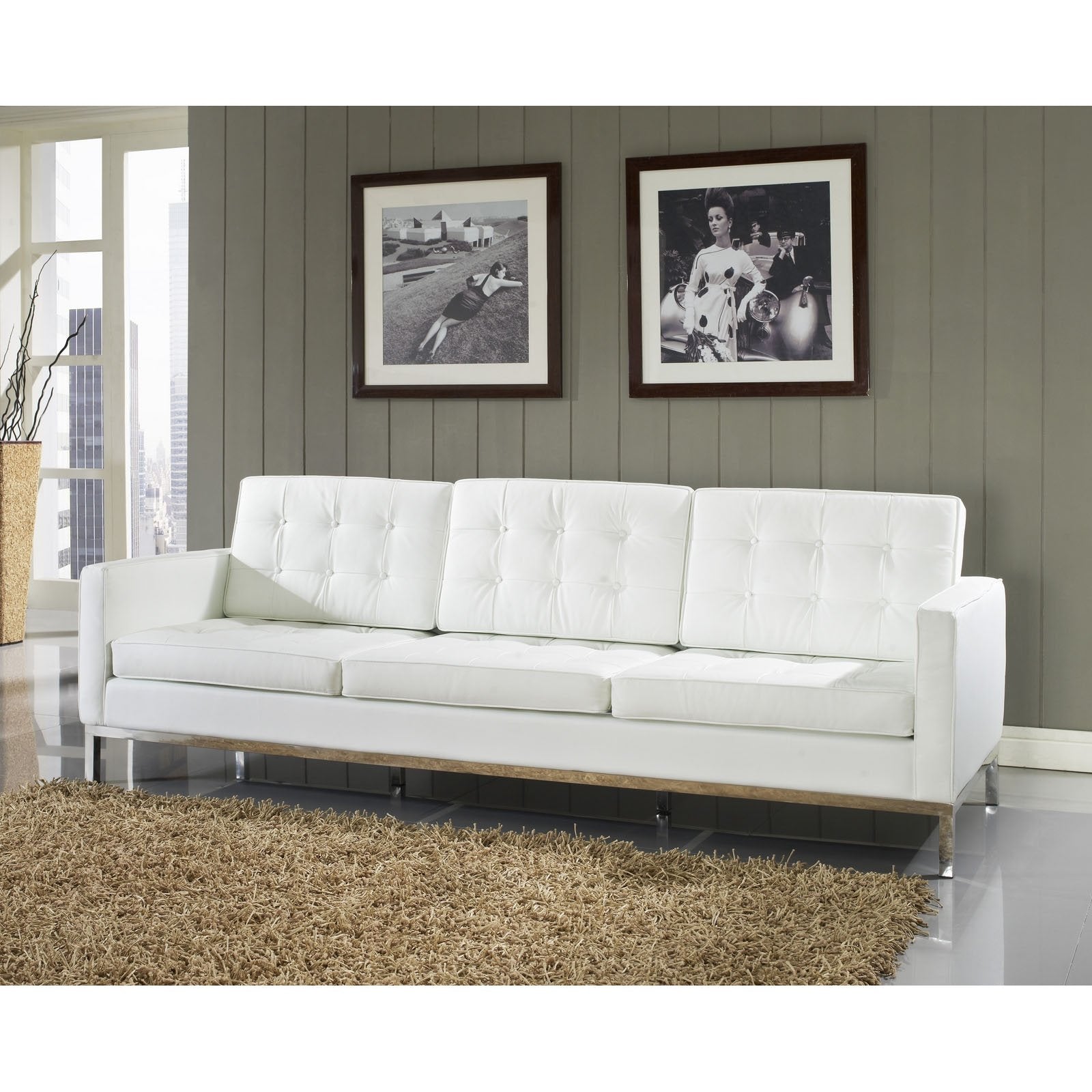 Modway Loft Leather Sofa In White